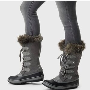 Sorel Gray Winter Boots with Faux Fur Trim